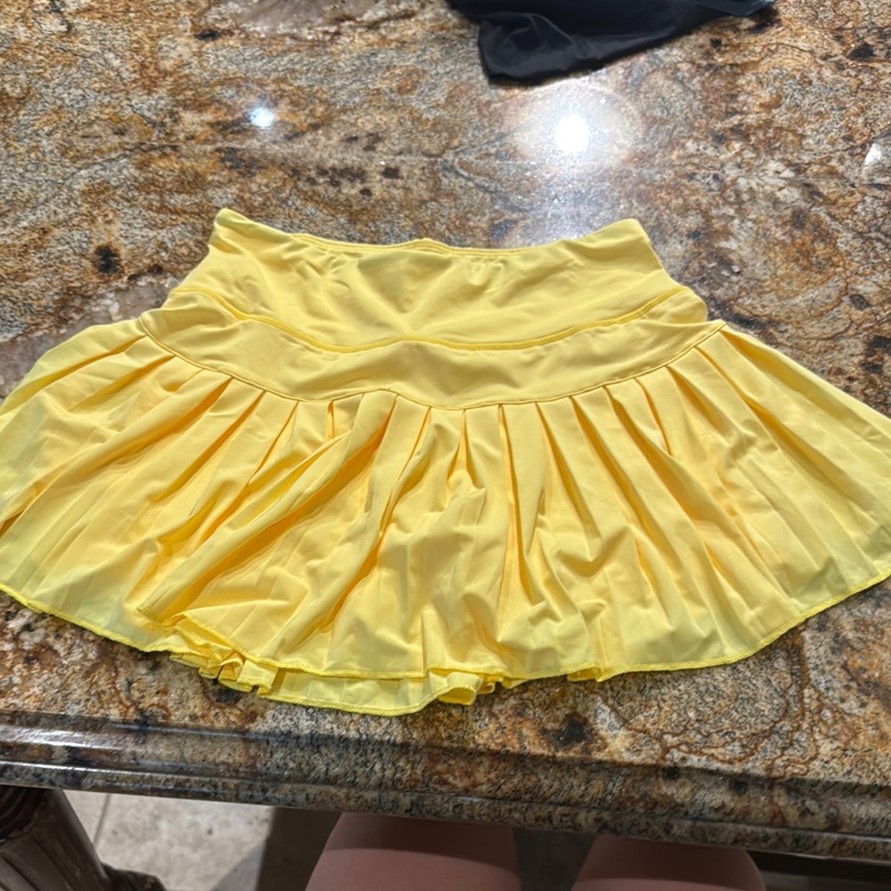 Yellow Ruffled Skater Mini Skirt